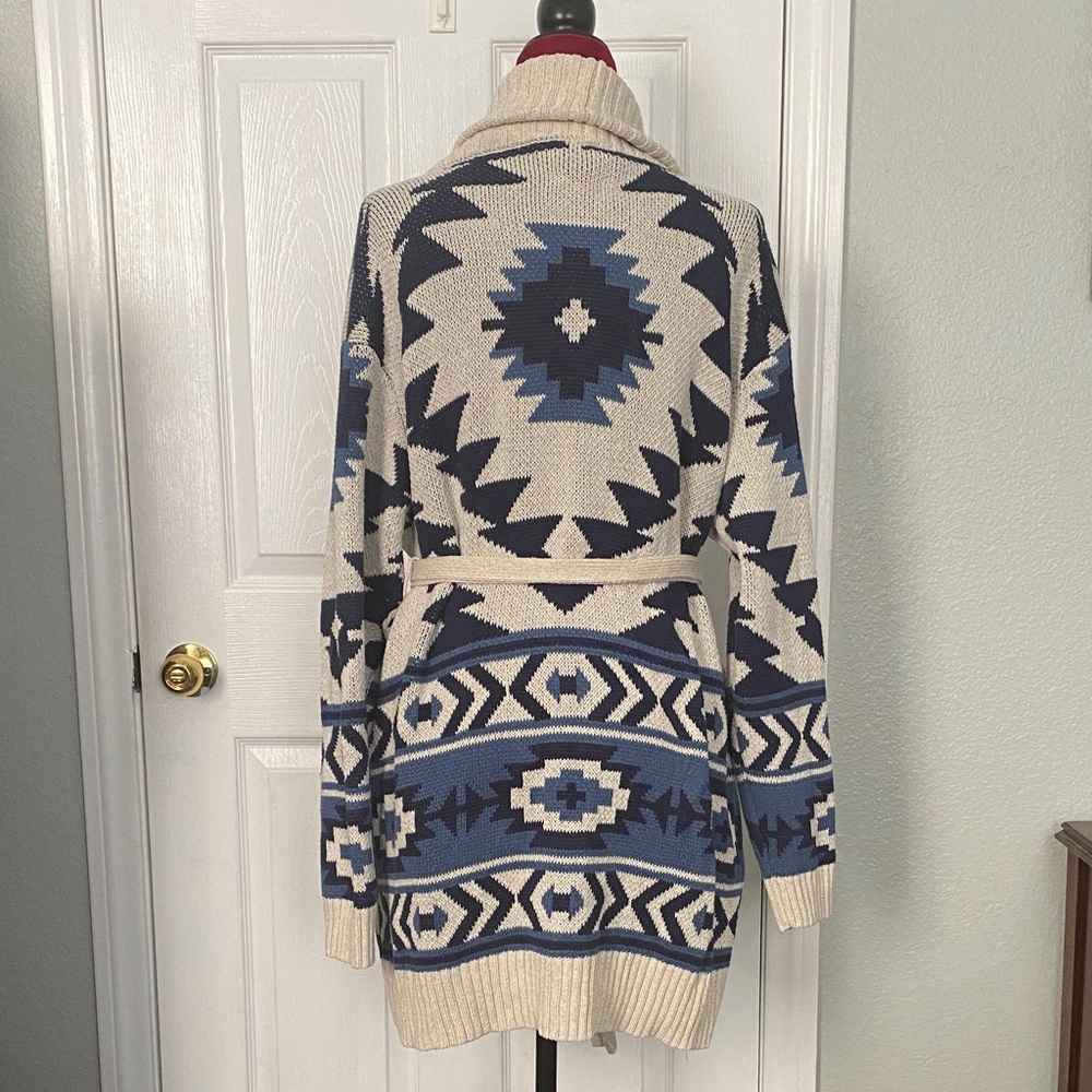 Lucky Like New Cozy Geometric Knit Cardigan sz L - Picture 4 of 9